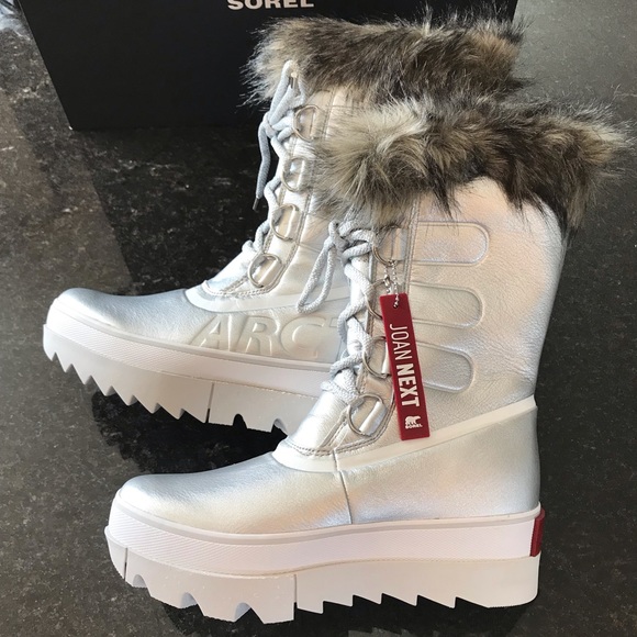 New Sorel Women's Joan of Arctic Next Boot, Waterproof Winter Boots, Silver, 8 - Picture 2 of 16